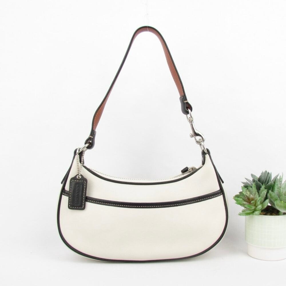 Vintage Coach White and Black Demi Shoulder Bag